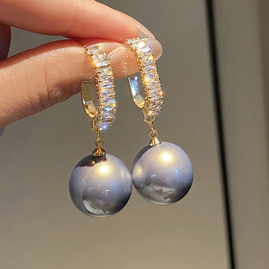 Oversized Pearl Diamond Drop Earrings