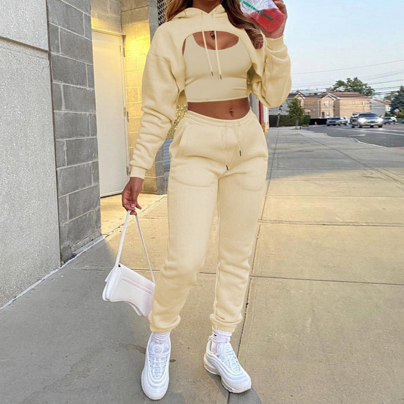 Women's 3Pcs Fleece Tracksuit