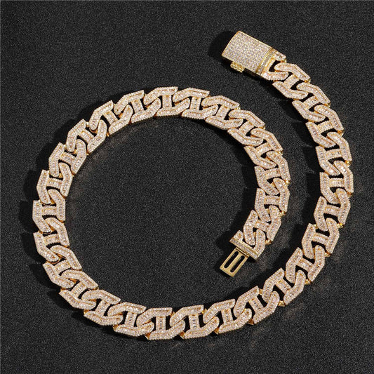 17MM Baguette Locked Chain Necklace