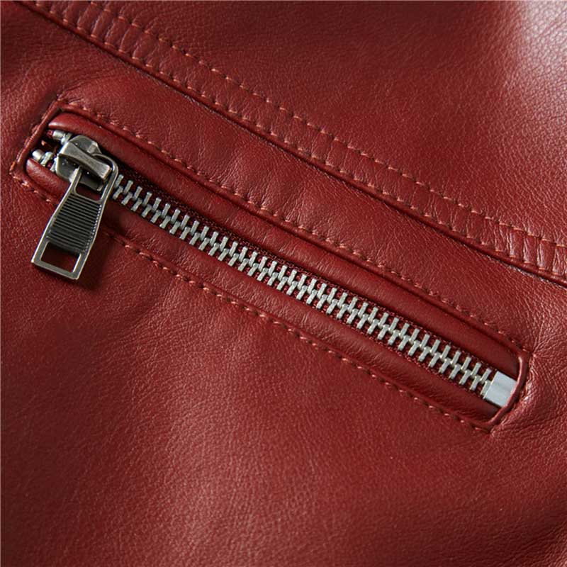 Red Vegan Leather Motorcycle Jacket