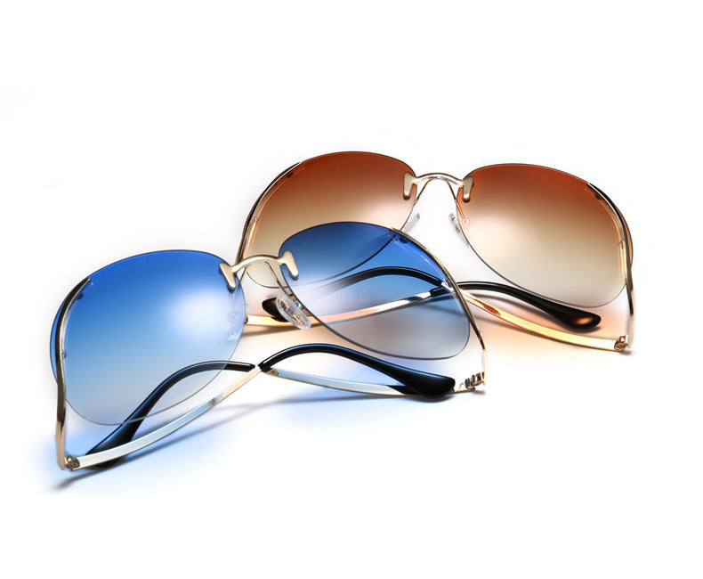 Oversized Rimless Square Sunglasses