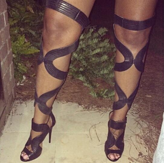 Open Concept Leather Gladiator Boots
