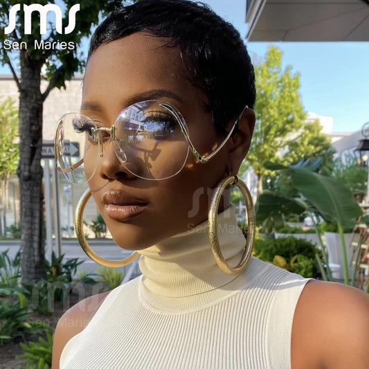 Oversized Rimless Square Sunglasses