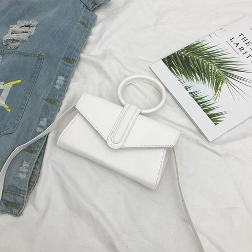 Diagonal Vegan Leather Clutch / Crossbody Bag