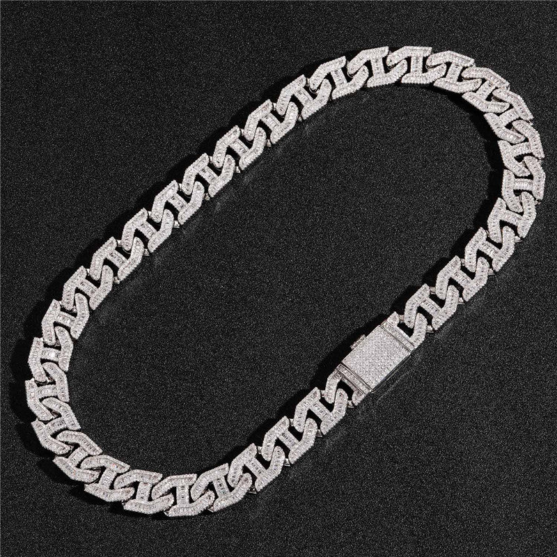 17MM Baguette Locked Chain Necklace