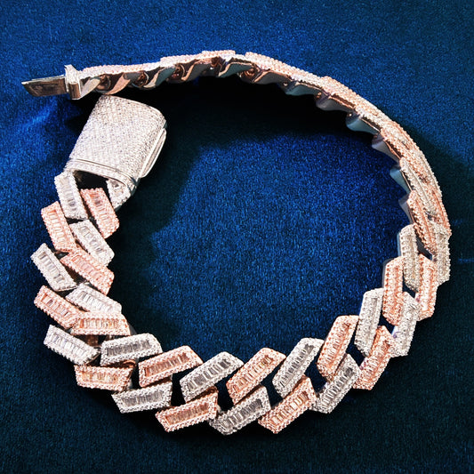 Two Tone Baguette Men's Bracelet