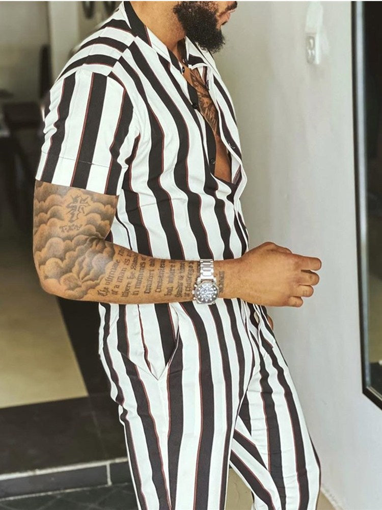 Striped GQ Casual Men's Set