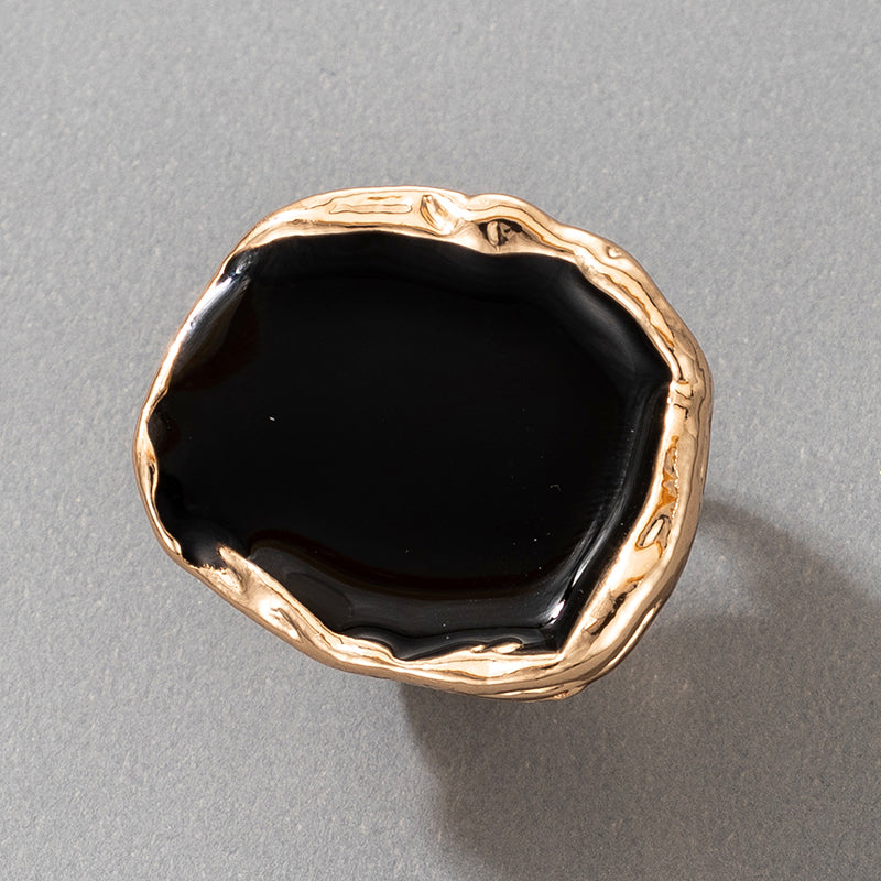 Bohemian Black Stone Gold Ring