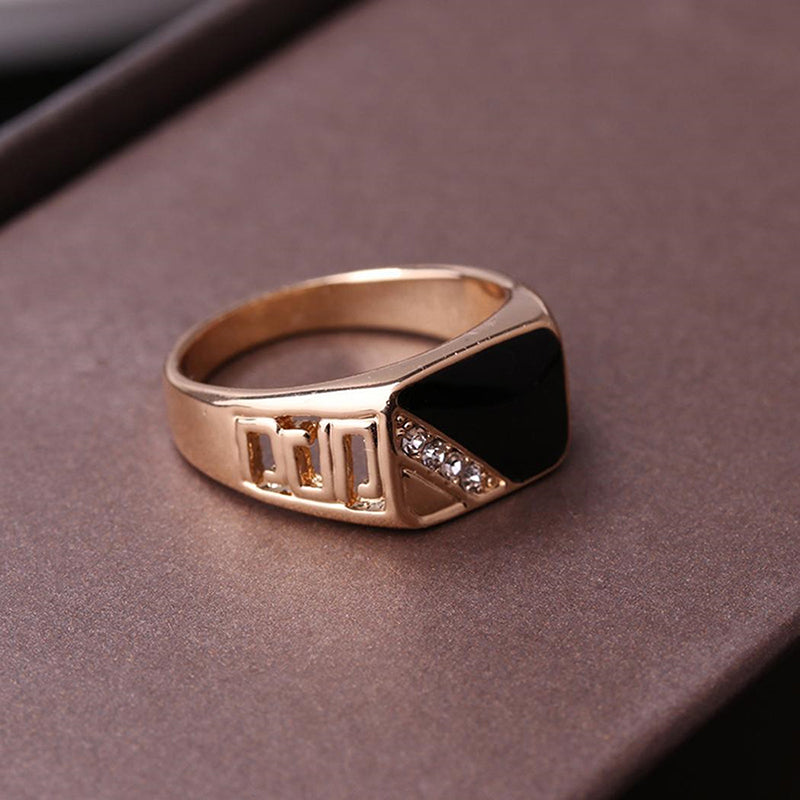 Men's Black Enamel Ring