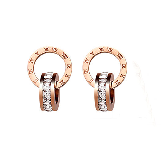 Roman Number Titanium Steel Earrings