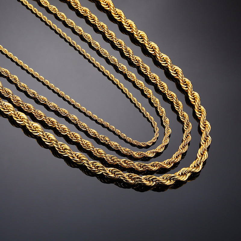 Men's Minimalist Twist Rope Chain Necklace