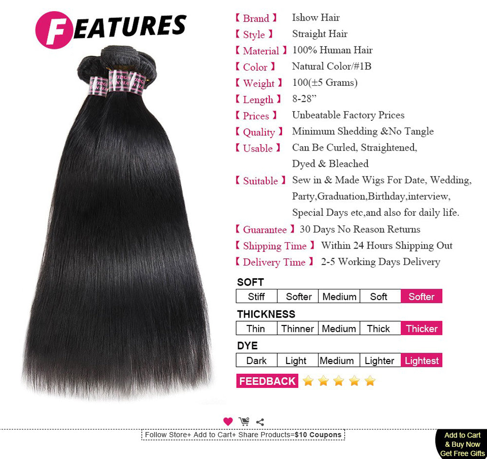 Bone Straight Human Hair Bundles