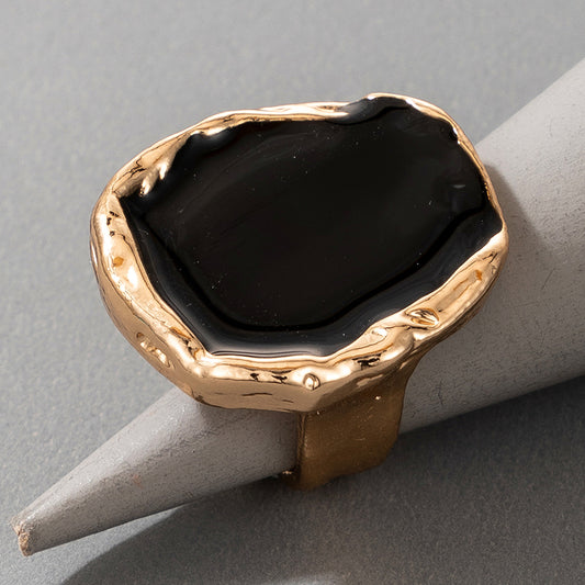 Bohemian Black Stone Gold Ring