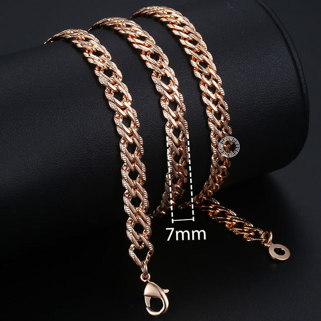 Rose Gold Venetian Curb Link Chain Necklace