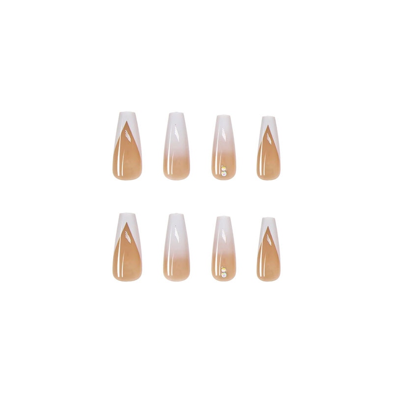 French White Gradient w/Rhinestone Press-On Nails