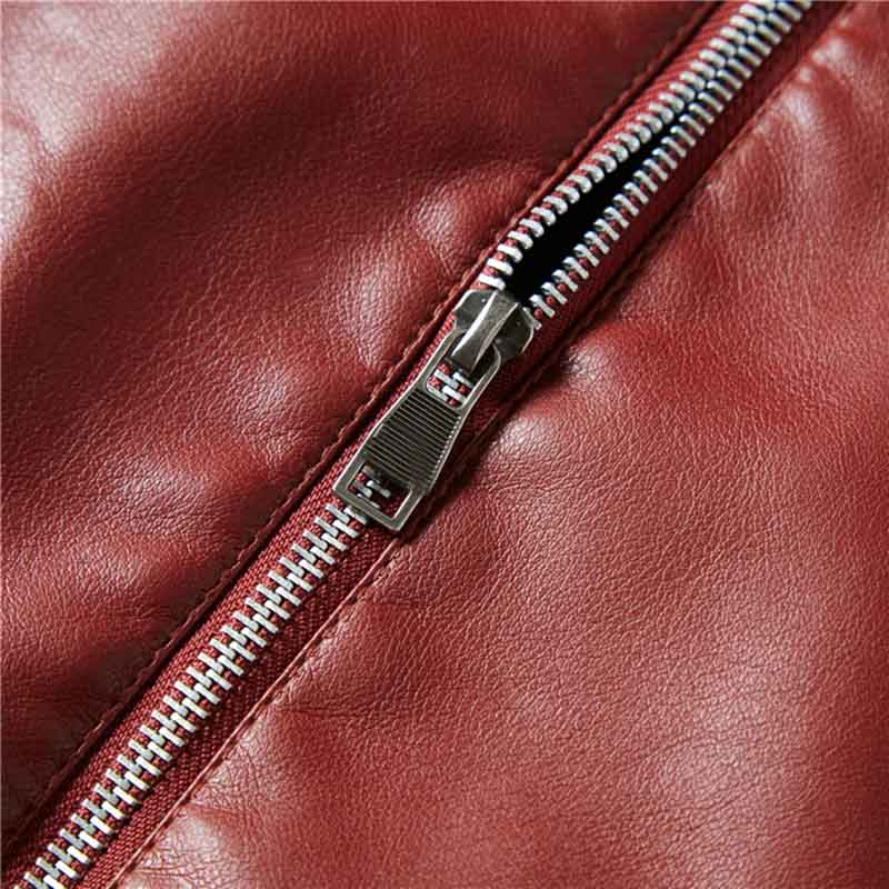 Red Vegan Leather Motorcycle Jacket