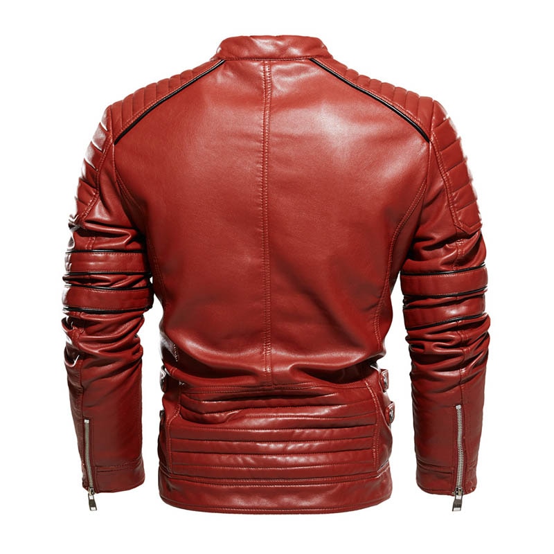 Red Vegan Leather Motorcycle Jacket