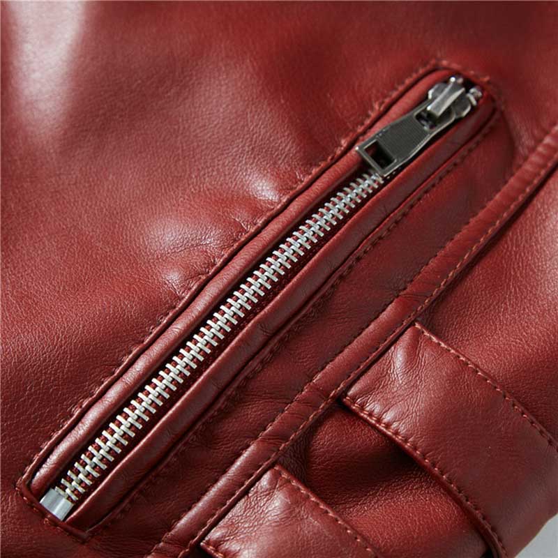 Red Vegan Leather Motorcycle Jacket