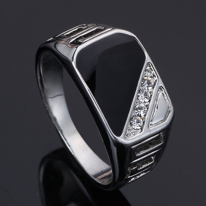 Men's Black Enamel Ring