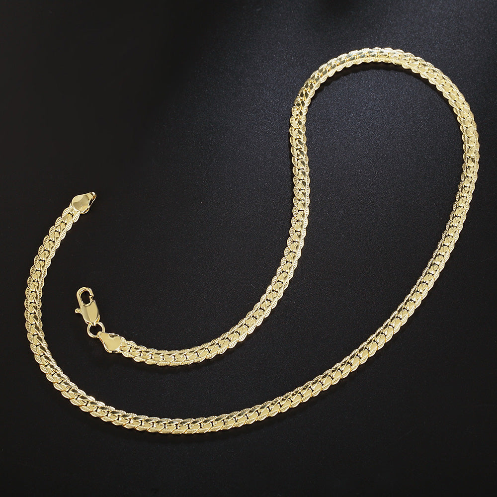 Front Hook 925 Sterling Silver 18k Gold Plated 6mm Chain Necklace