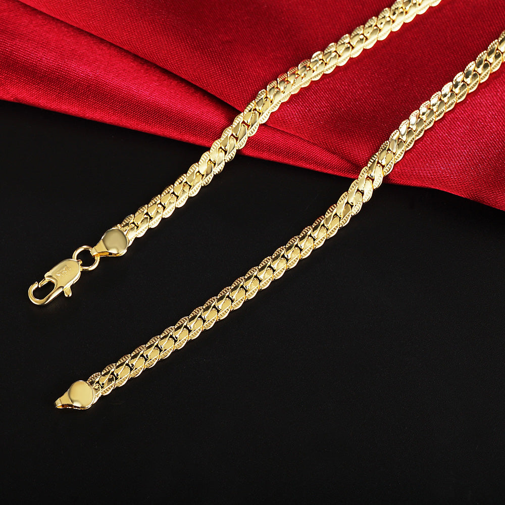 Front Hook 925 Sterling Silver 18k Gold Plated 6mm Chain Necklace