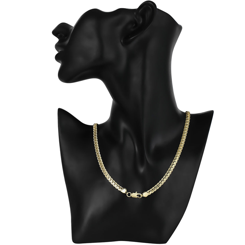 Front Hook 925 Sterling Silver 18k Gold Plated 6mm Chain Necklace
