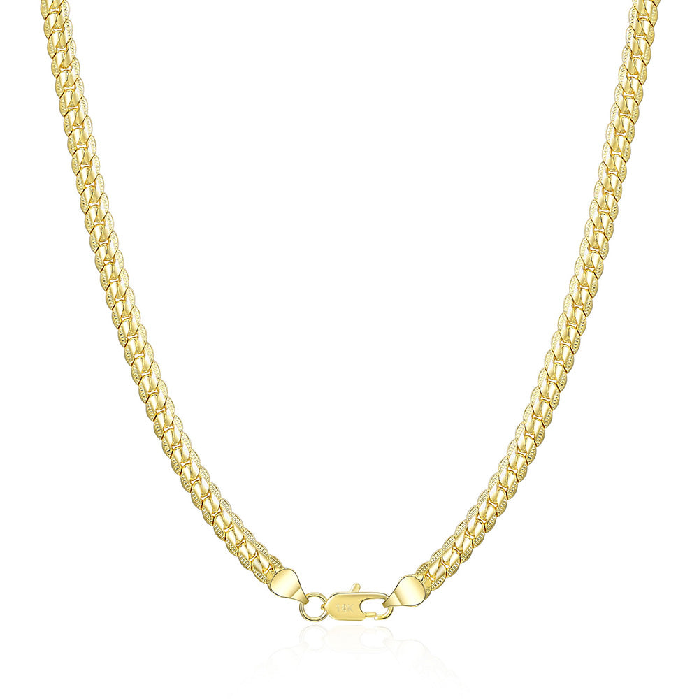 Front Hook 925 Sterling Silver 18k Gold Plated 6mm Chain Necklace