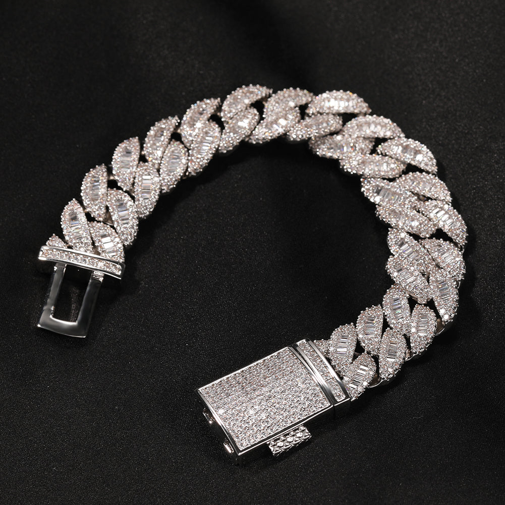 Moon Square Buckle Tennis Necklace or Bracelet (Gold Plated)
