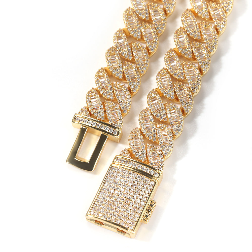 Moon Square Buckle Tennis Necklace or Bracelet (Gold Plated)