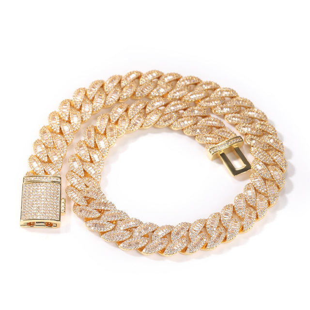 Moon Square Buckle Tennis Necklace or Bracelet (Gold Plated)