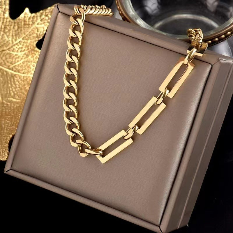 Stainless Steel Gold Cuba Charm Necklace