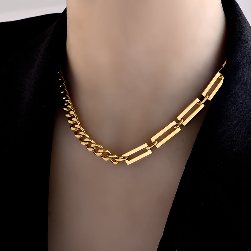 Stainless Steel Gold Cuba Charm Necklace