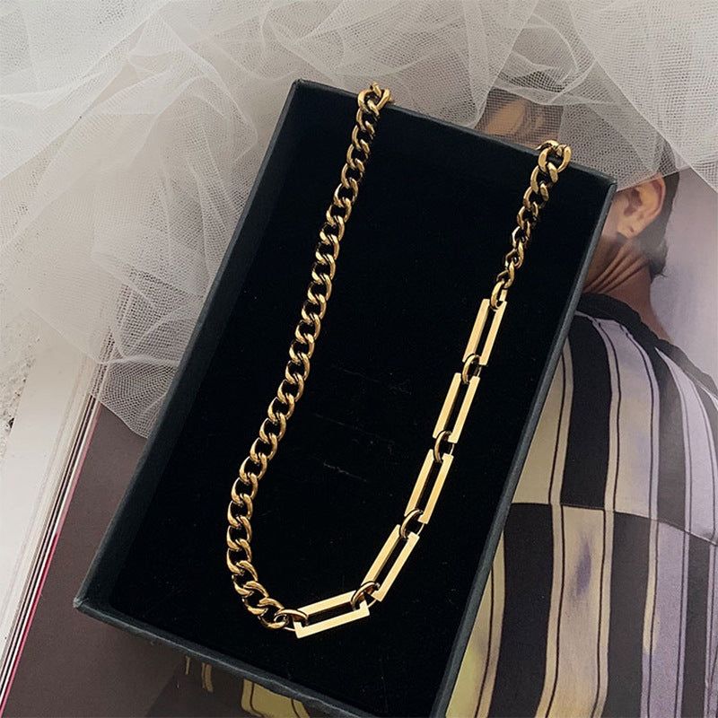 Stainless Steel Gold Cuba Charm Necklace