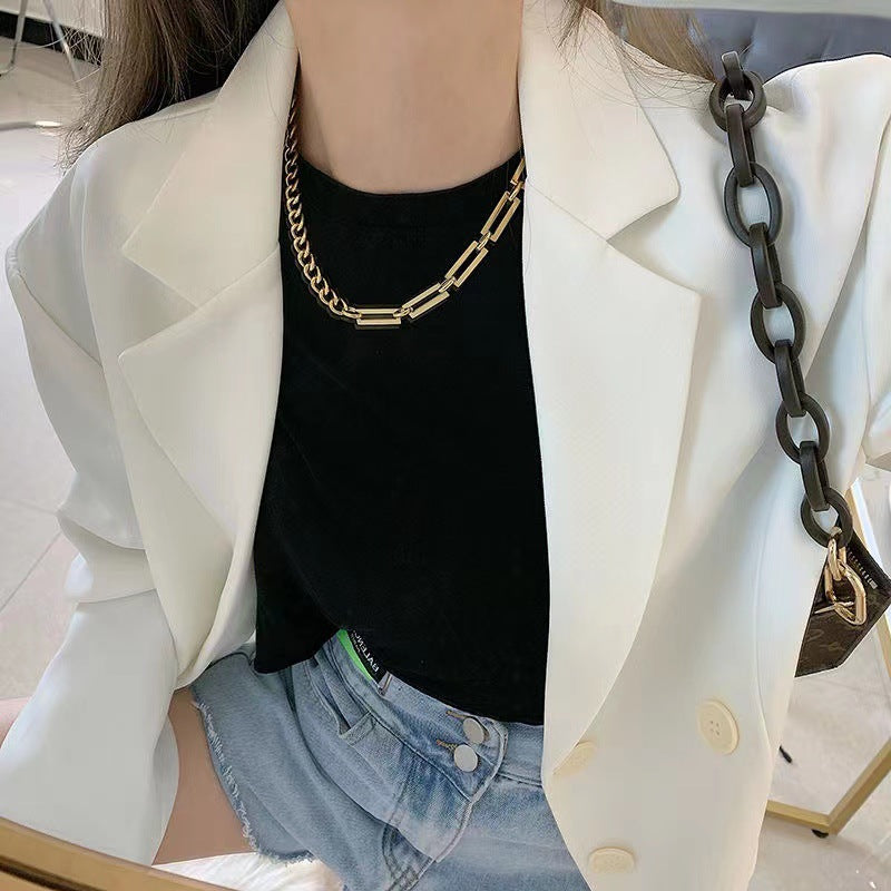 Stainless Steel Gold Cuba Charm Necklace